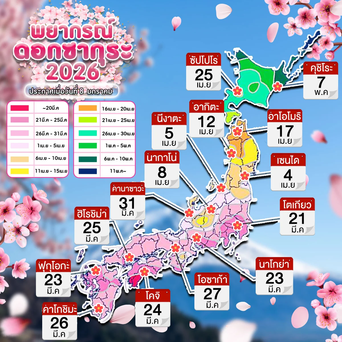 พยากรณ์ดอกซากุระญี่ปุ่น 2026