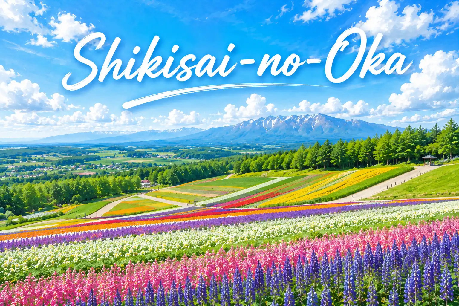 สวนดอกไม้ชิกิไซโนะโอกะ (Shikisai-no-Oka) ทุ่งดอกไม้สายรุ้งแห่งฮอกไกโด