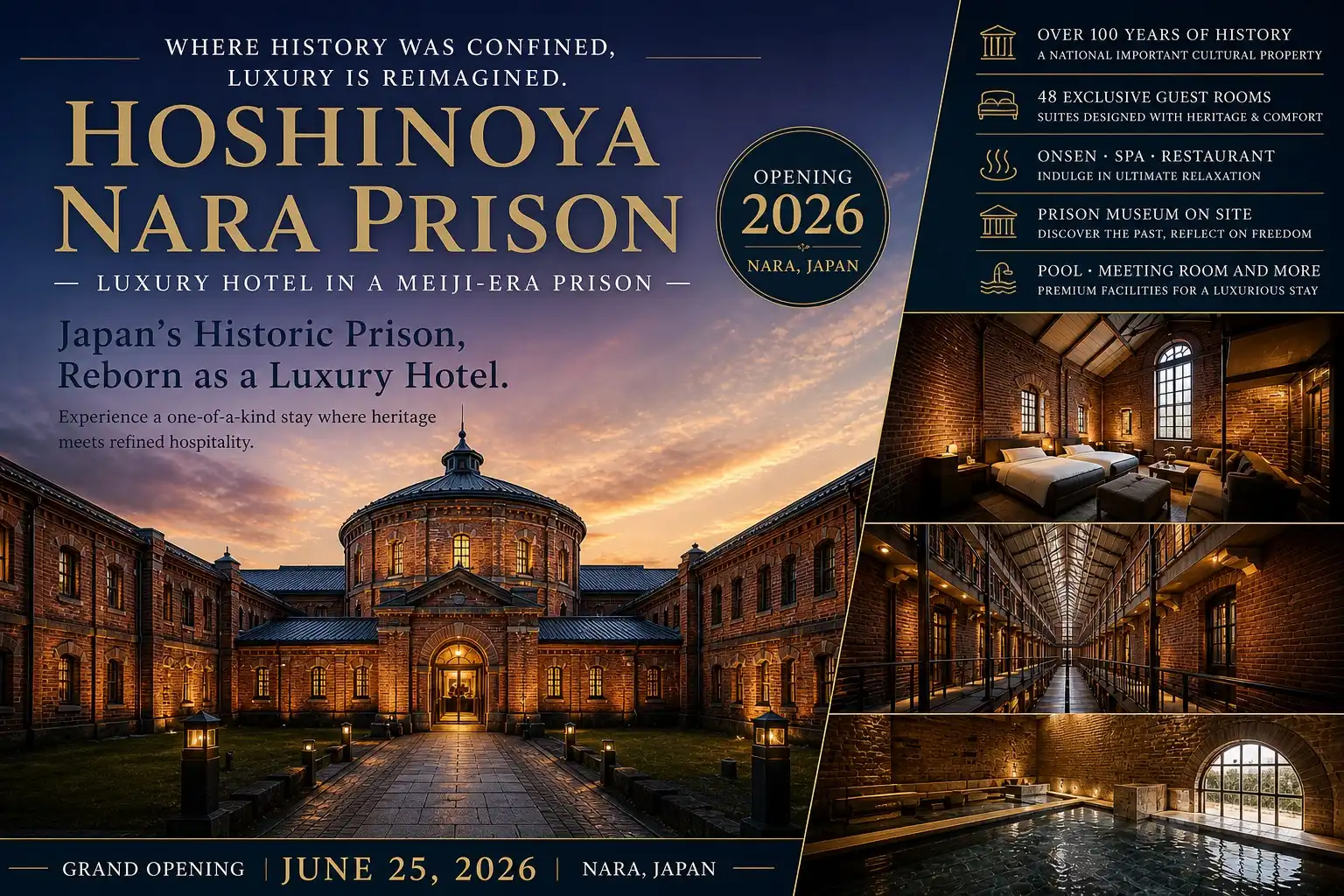 HOSHINOYA Nara Prison (เปิด 2026): จาก “คุกเมจิ” สู่โรงแรมหรูสุดแปลกแห่งญี่ปุ่น