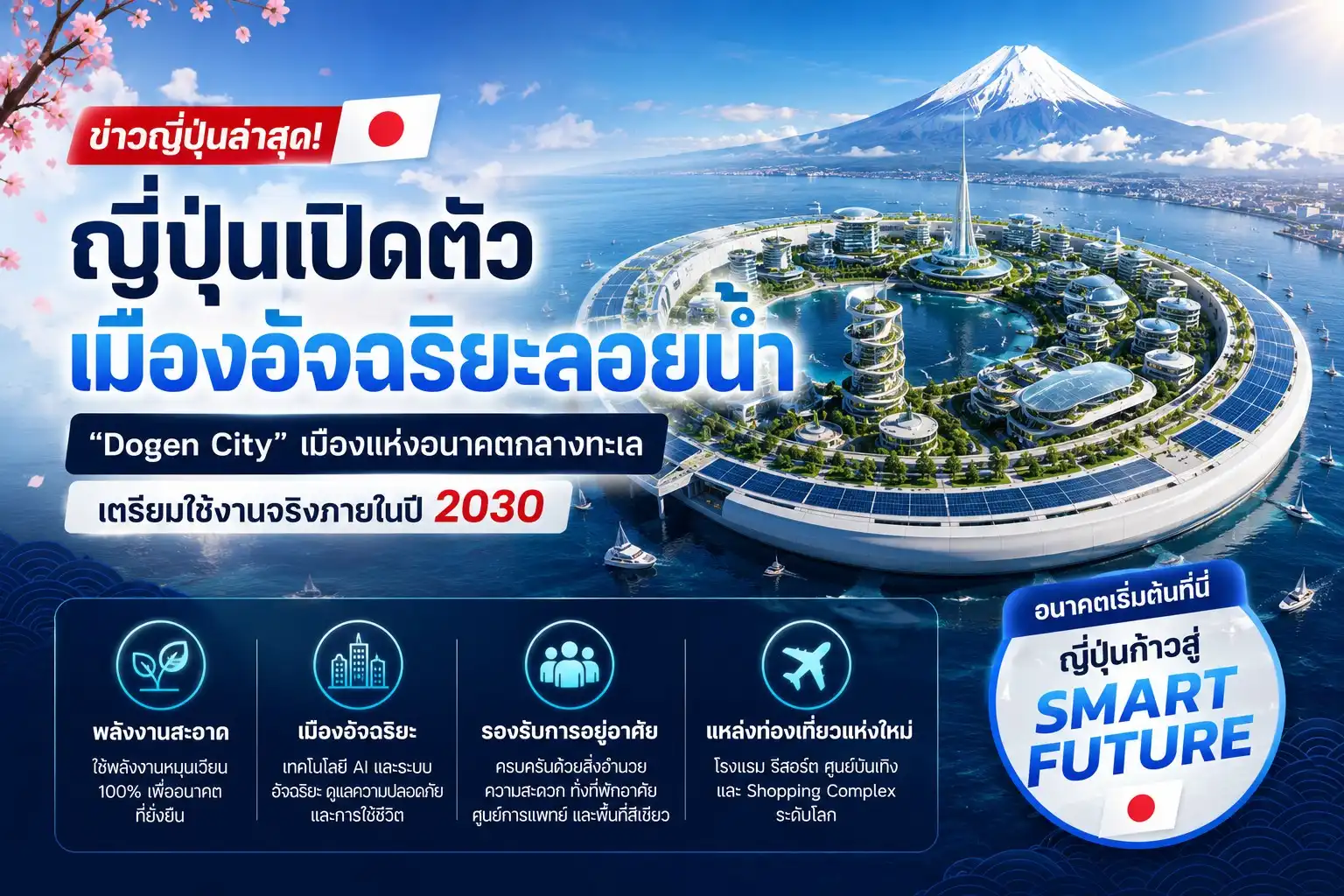 ญี่ปุ่นเปิดตัว “เมืองอัจฉริยะลอยน้ำ” เตรียมใช้งานจริงภายในปี 2030